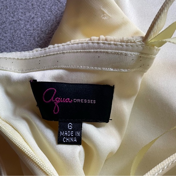 Aqua Dresses Yellow Pleated Halter Gown NWT Size 6 - Picture 9 of 16